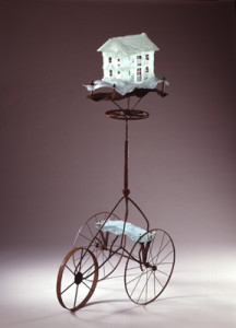 recycled window glass, scrap steel (64”h), 2006
